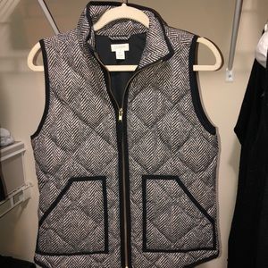 J.crew Printed Quilted Puffer Herringbone Vest